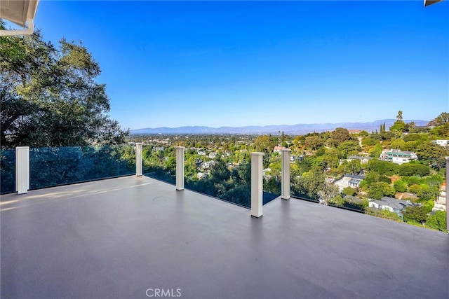 view of patio featuring a mountain view