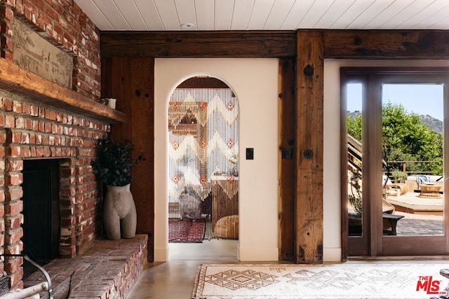 entryway featuring wood ceiling