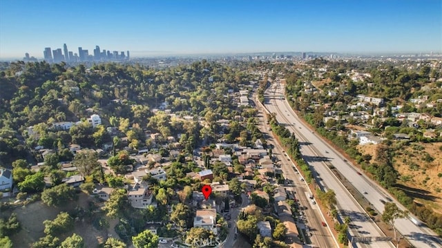 bird's eye view with a city view