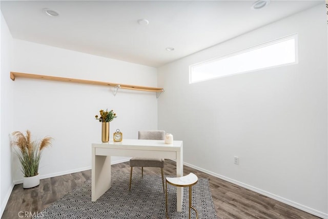 office area with hardwood / wood-style flooring