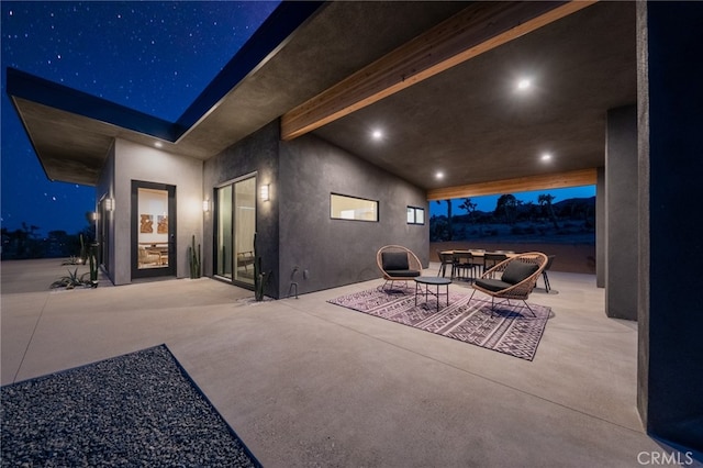 view of patio at night