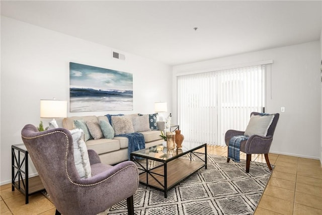 view of tiled living room