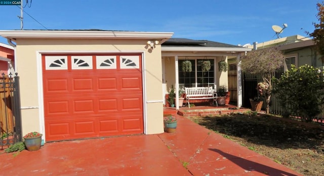 garage with a porch