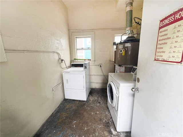 laundry room featuring independent washer and dryer and gas water heater