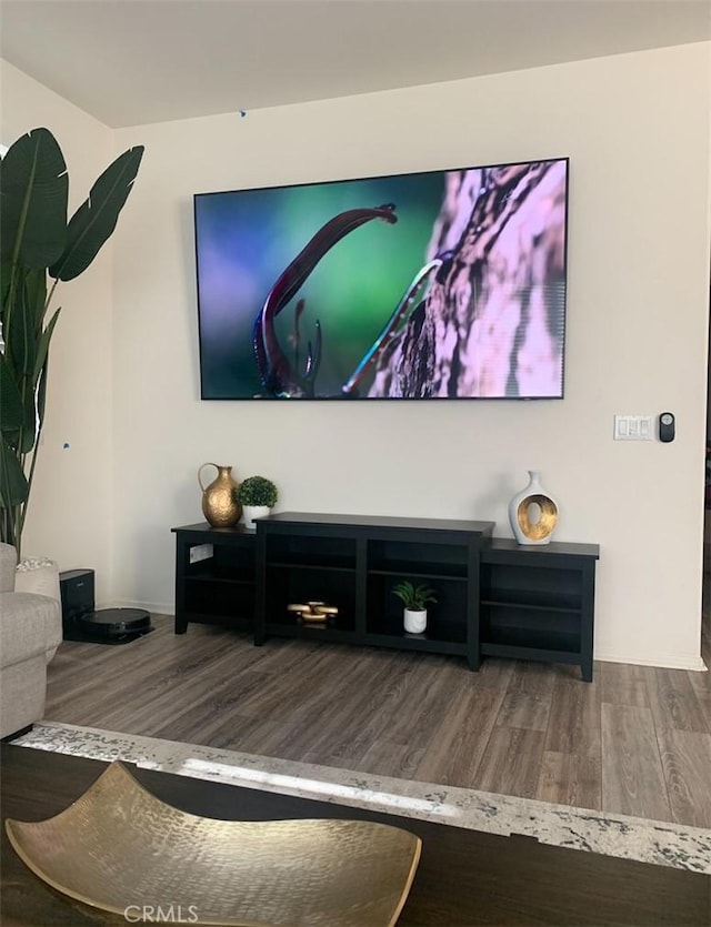 living room with hardwood / wood-style floors