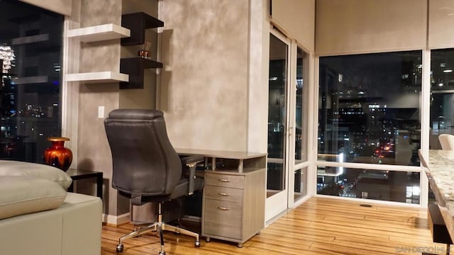 office featuring light wood-type flooring