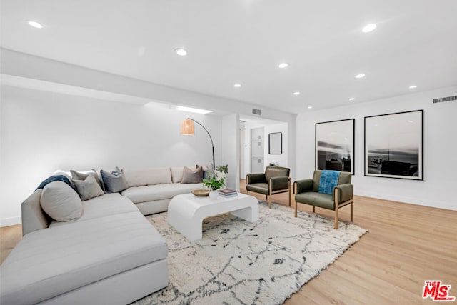 living room featuring light wood-type flooring