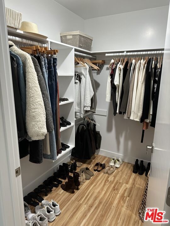 spacious closet with wood-type flooring