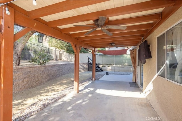 view of patio / terrace featuring ceiling fan