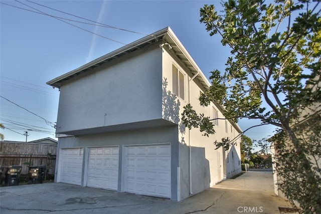 exterior space featuring a garage