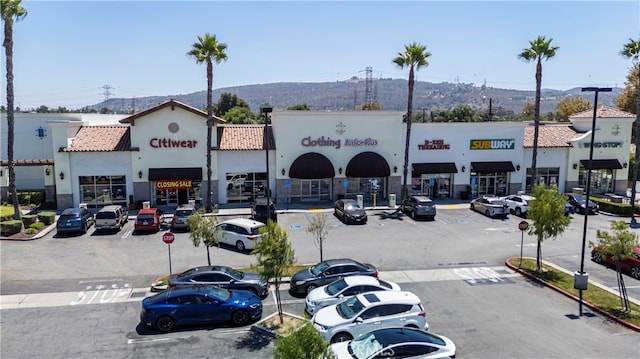 view of building exterior with a mountain view