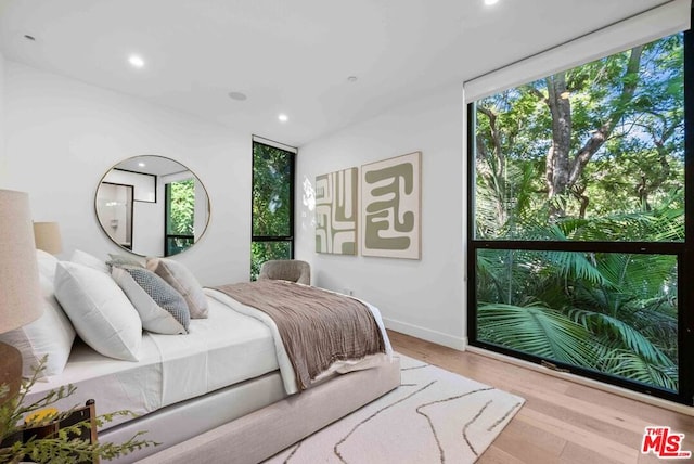 bedroom with light hardwood / wood-style flooring