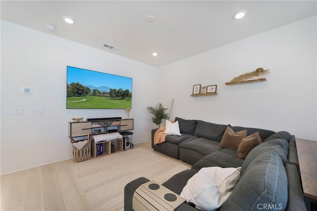 living room with light wood-type flooring