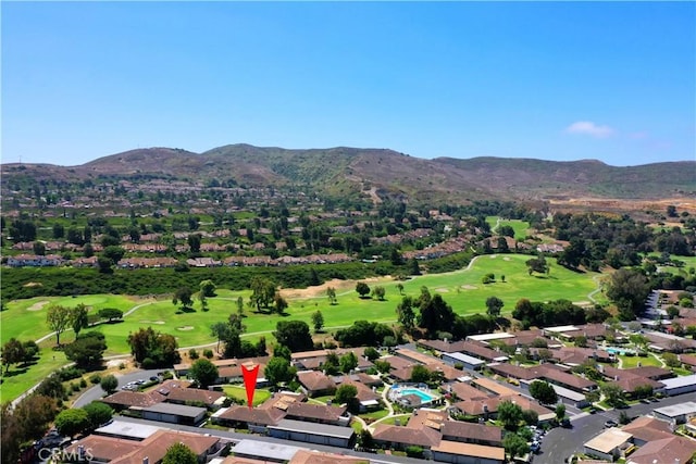 drone / aerial view featuring a mountain view