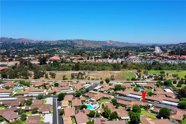 drone / aerial view with a mountain view