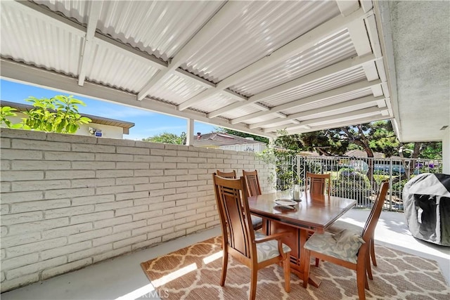 view of patio / terrace featuring a grill and outdoor dining area