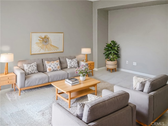 living room featuring carpet floors