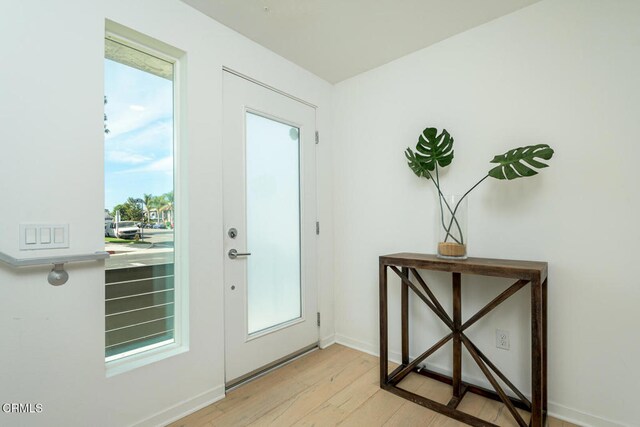 doorway featuring light hardwood / wood-style floors and plenty of natural light