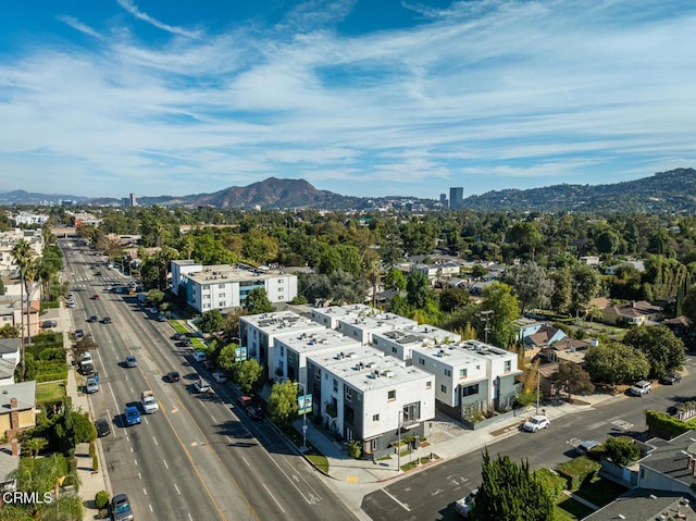 aerial view with a mountain view