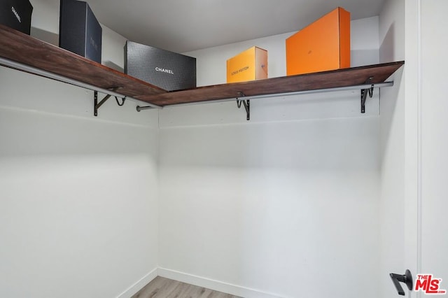 spacious closet featuring light hardwood / wood-style floors