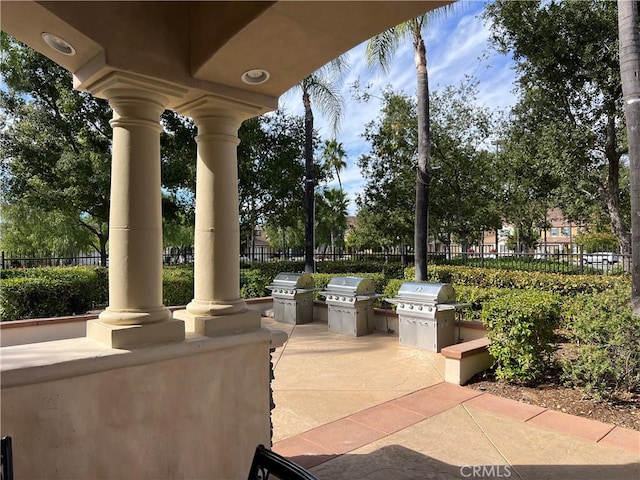 view of patio / terrace with a grill and an outdoor kitchen