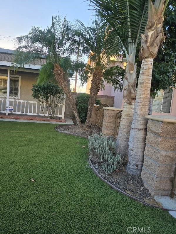 view of yard at dusk