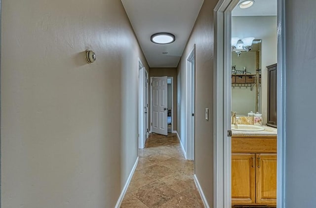 hallway with sink