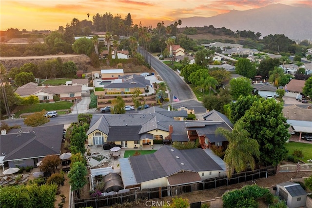 view of aerial view at dusk