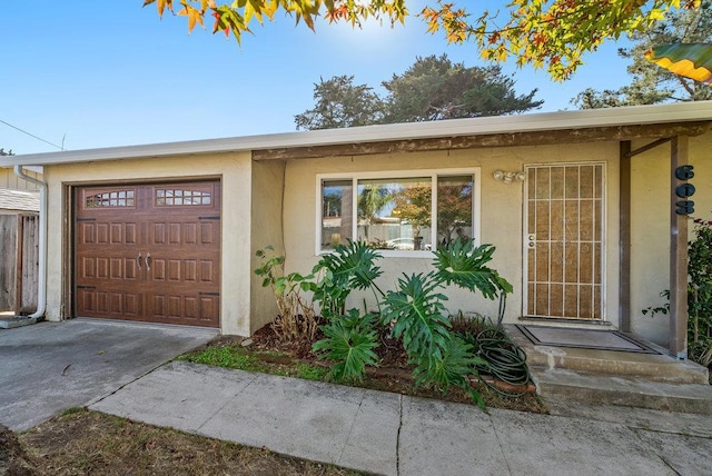 exterior space featuring a garage