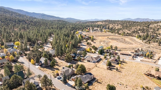 drone / aerial view featuring a mountain view