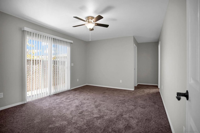 carpeted empty room with ceiling fan