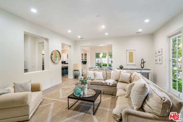 living room featuring light hardwood / wood-style floors