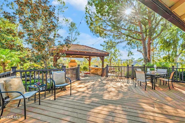 deck featuring a gazebo