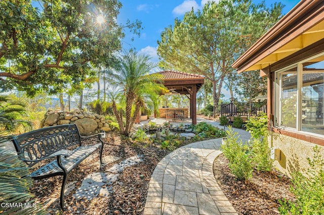 view of patio / terrace featuring a gazebo