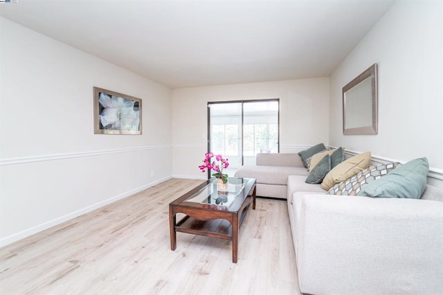 living room with light hardwood / wood-style flooring