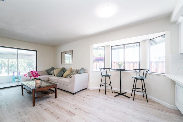 living room with light wood-type flooring