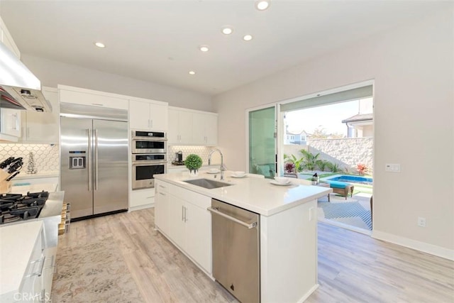 kitchen with white cabinetry, sink, and appliances with stainless steel finishes