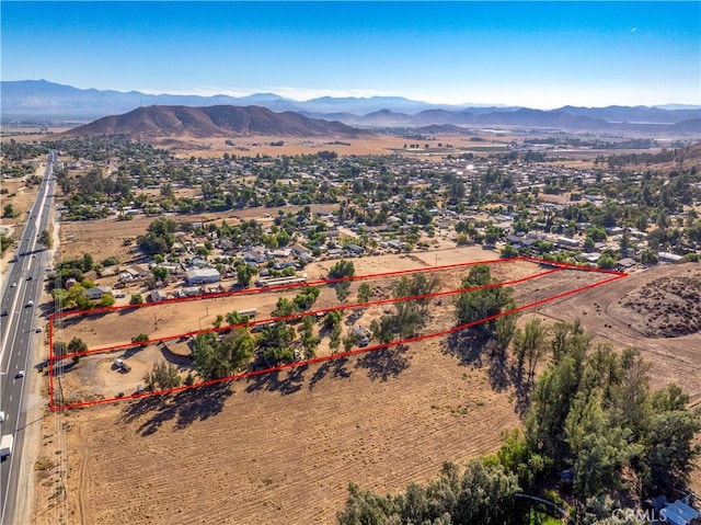 bird's eye view with a mountain view