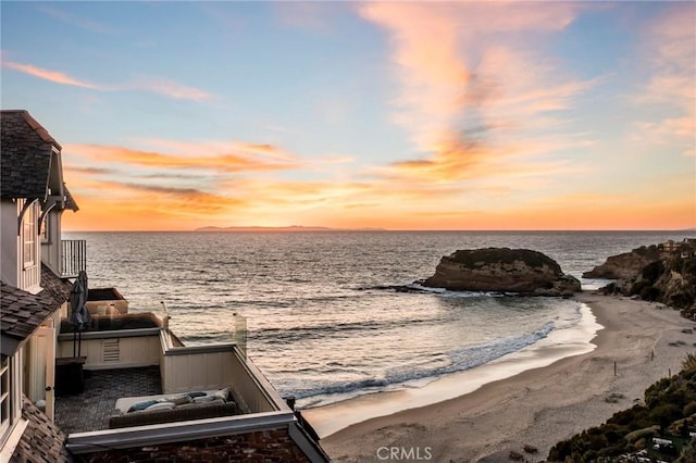 view of water feature featuring a beach view