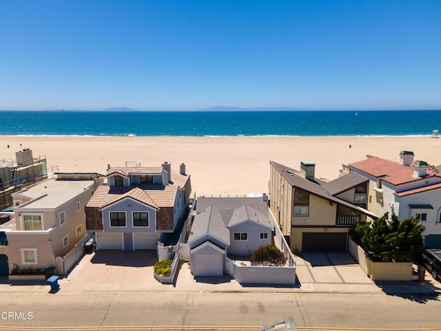 property view of water featuring a beach view