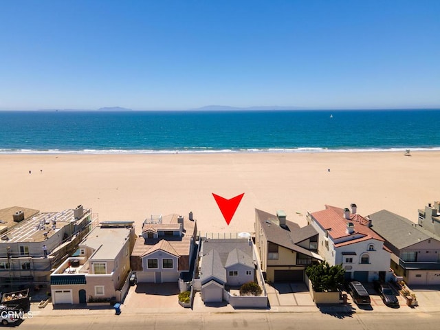 property view of water featuring a residential view and a view of the beach