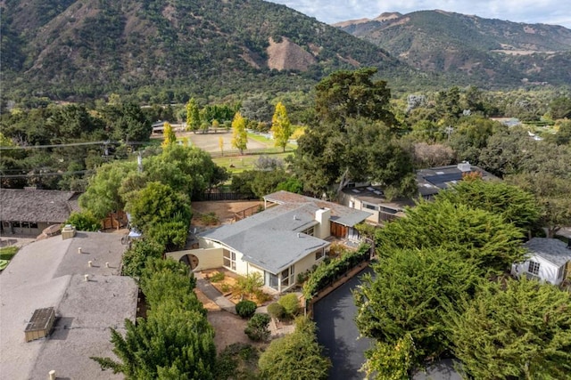 aerial view with a mountain view