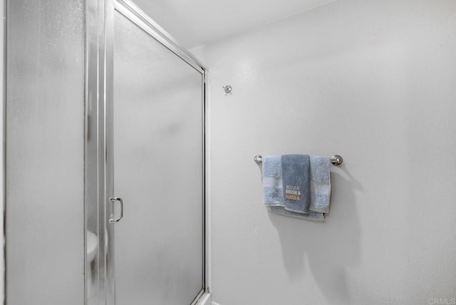 bathroom with a shower stall