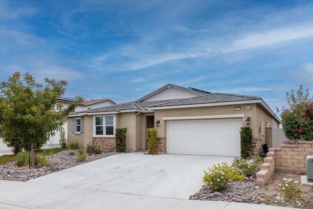 single story home with a garage