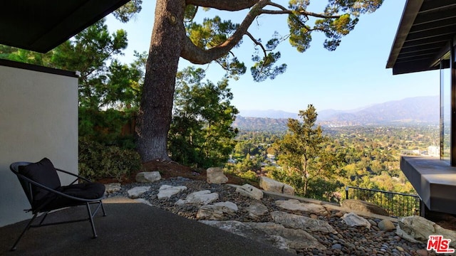 view of patio featuring a mountain view