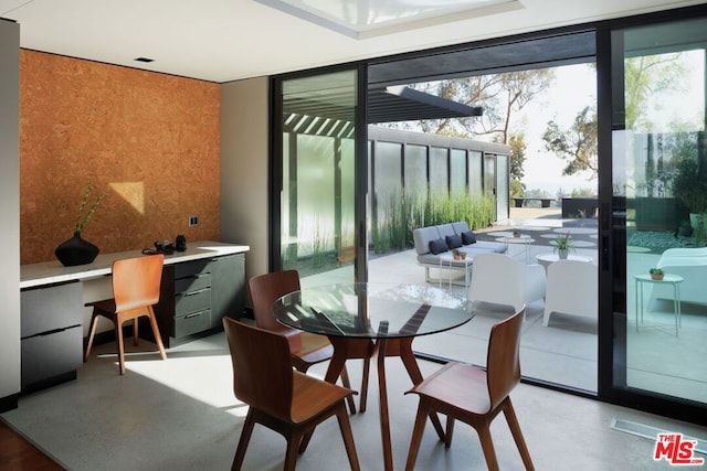 dining area featuring built in desk