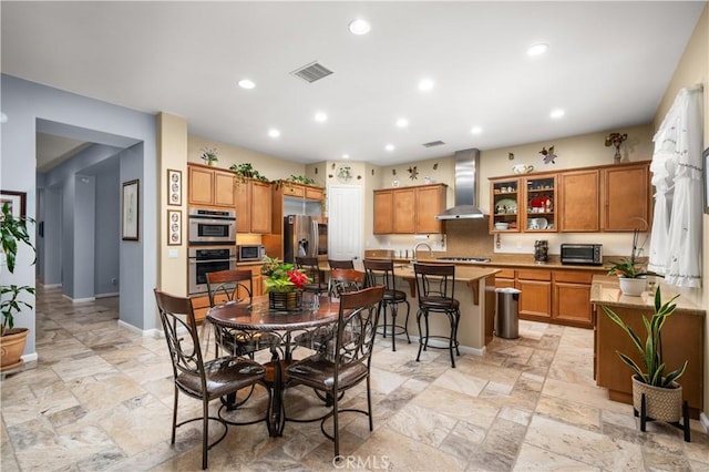 dining area featuring sink