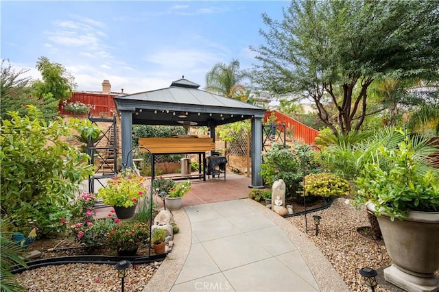 view of patio / terrace with a gazebo