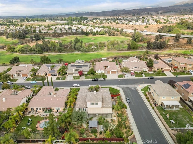 drone / aerial view featuring a mountain view