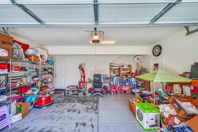 garage with a garage door opener